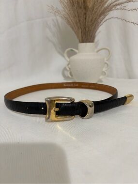 Kenneth Cole New York Genuine Leather Belt Gold Buckle S